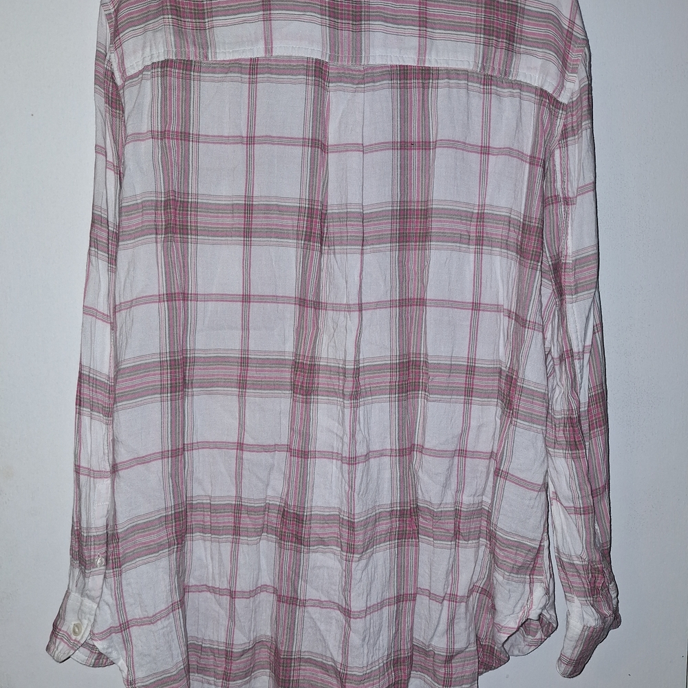 Caslon Womens Pink and White Plaid Button Down Shirt - Picture 4 of 4
